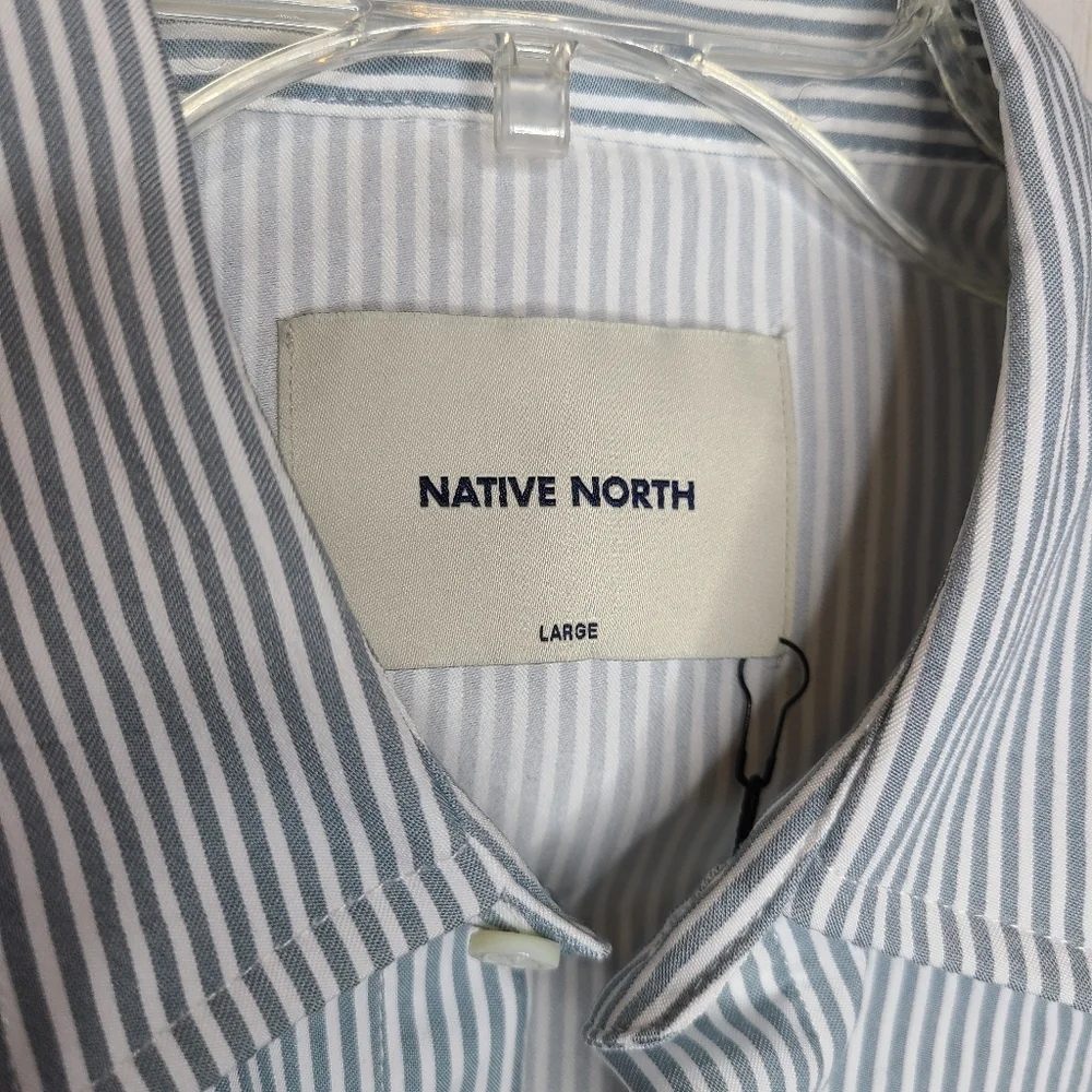 Native North Men's Blue Striped Bureau Shirt Button Up Front Size Large - Picture 3 of 9